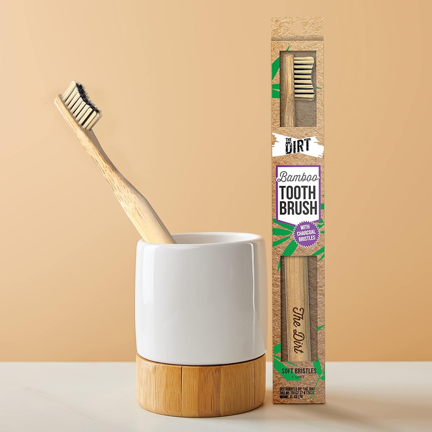 Charcoal Infused Bamboo Toothbrush - Biodegradable Natural Toothbrush with Soft Bristles - Eco-Friendly Oral Care Must-Have for a Brighter Smile (Single Pack)