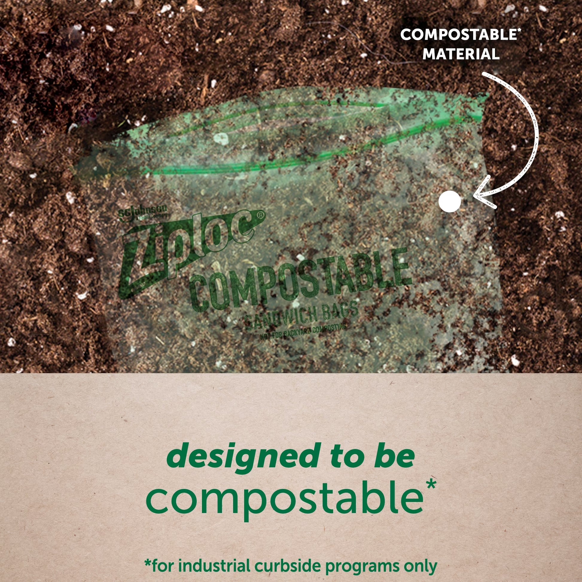 ® Compostable Sandwich Bags, Food Storage Zipper Bags, 40 Count