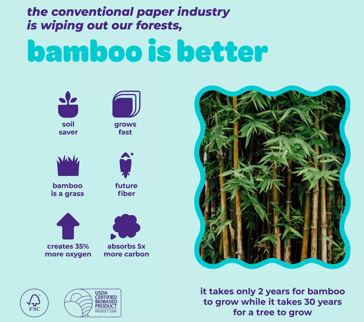 Bim Bam Boo Make-A-Size Continuous Roll Bamboo Paper Towels - 6 Large Rolls - 2-Ply - 108 Sheets