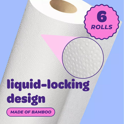 Bim Bam Boo Make-A-Size Continuous Roll Bamboo Paper Towels - 6 Large Rolls - 2-Ply - 108 Sheets