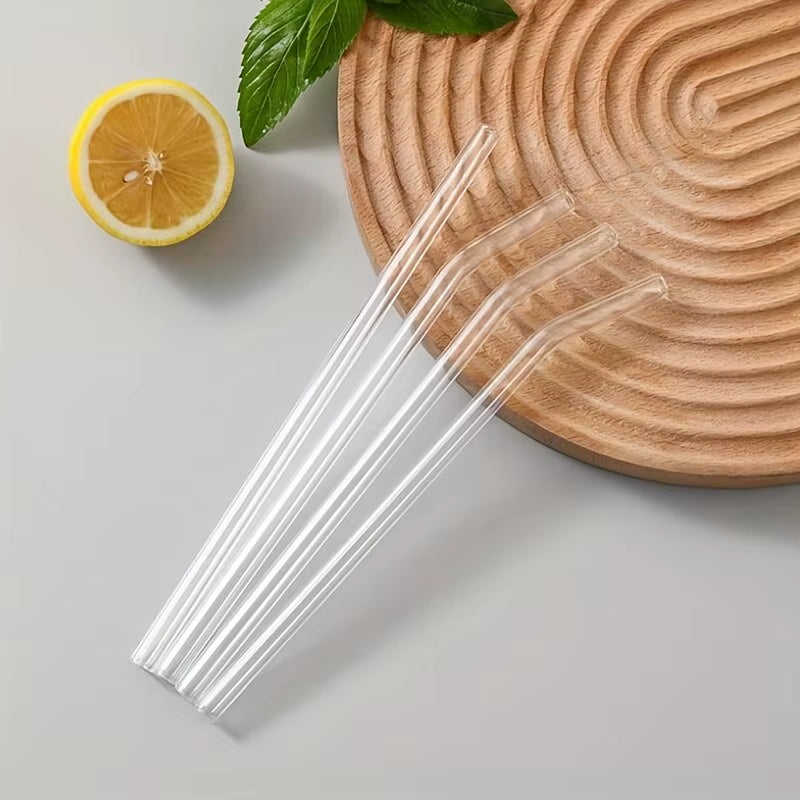 1Set Heat Resistant Glass Straws with Brush - Set of 5 - Reusable and Washable,Perfect for Smoothies, Milkshakes, Tea, Juice