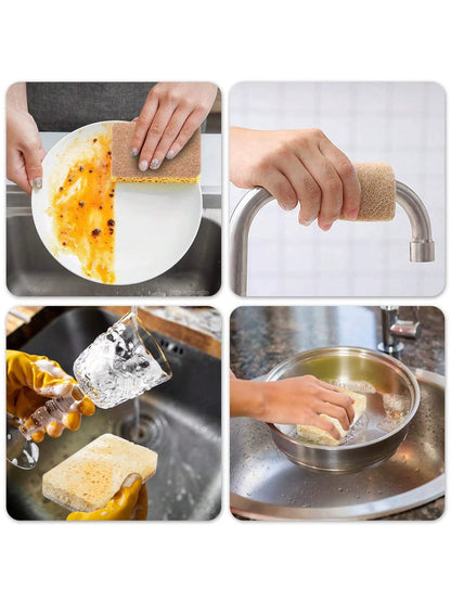 Six Piece Kitchen Cleaning Brush Set, Biodegradable Compostable Cellulose and Coconut Scrubbing Sponge for Easy Cleaning