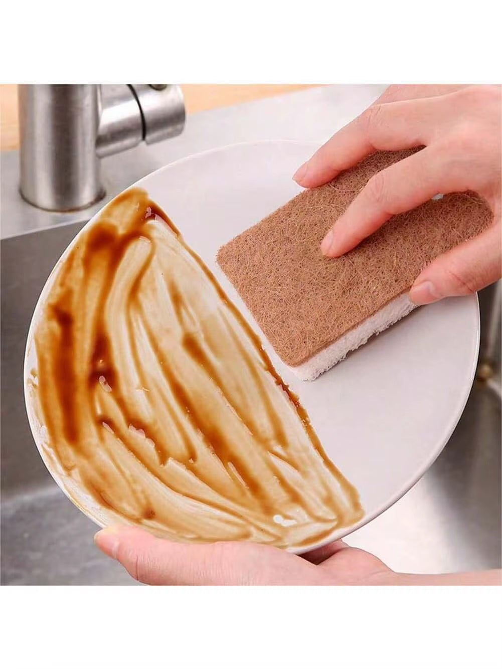 Six Piece Kitchen Cleaning Brush Set, Biodegradable Compostable Cellulose and Coconut Scrubbing Sponge for Easy Cleaning