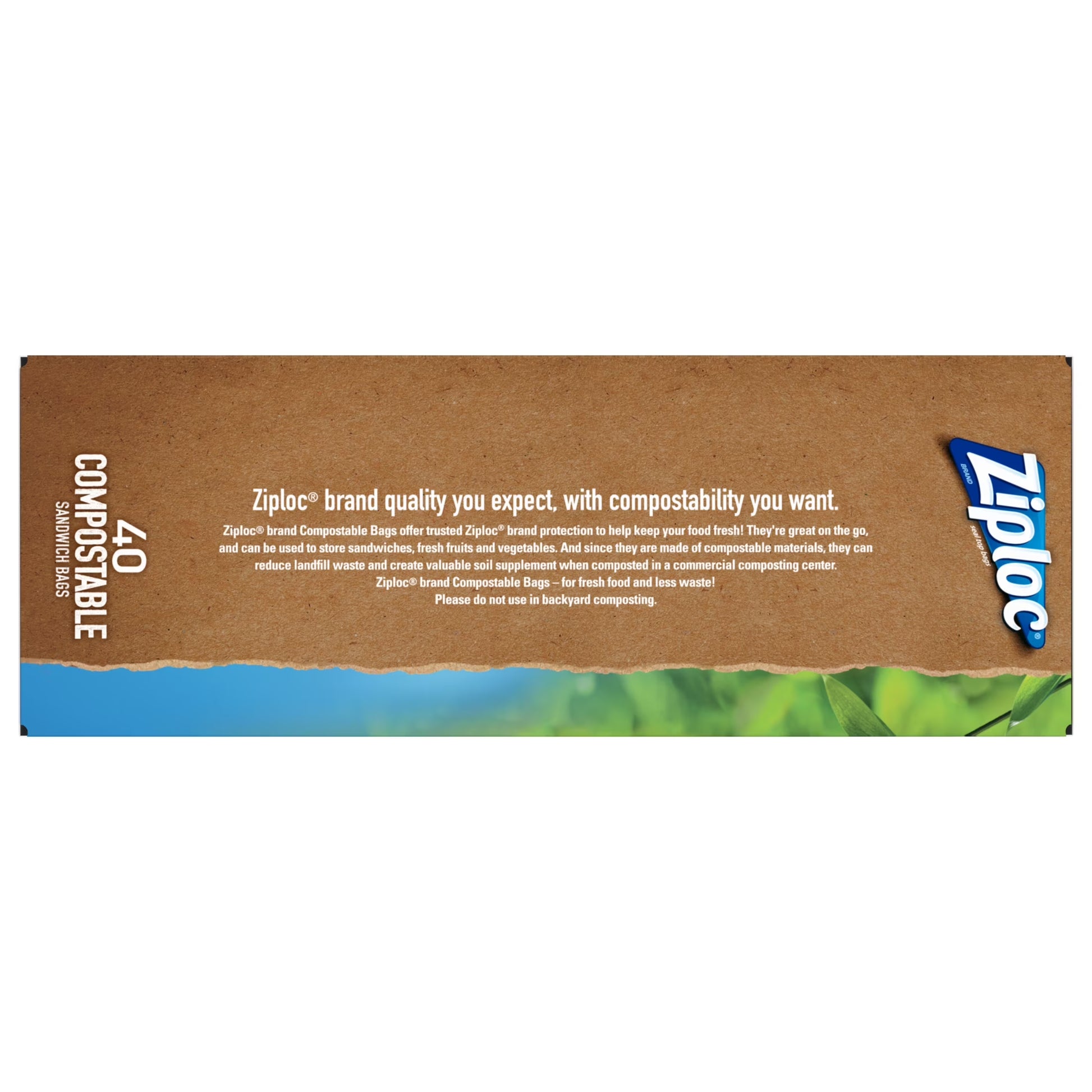 ® Compostable Sandwich Bags, Food Storage Zipper Bags, 40 Count
